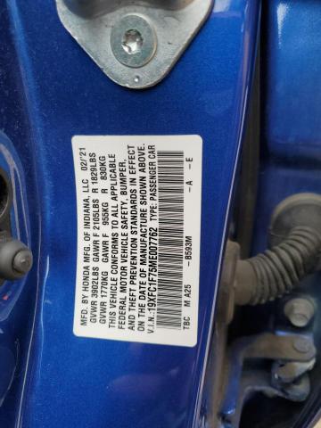 2021 HONDA CIVIC EXL - 19XFC1F75ME007762