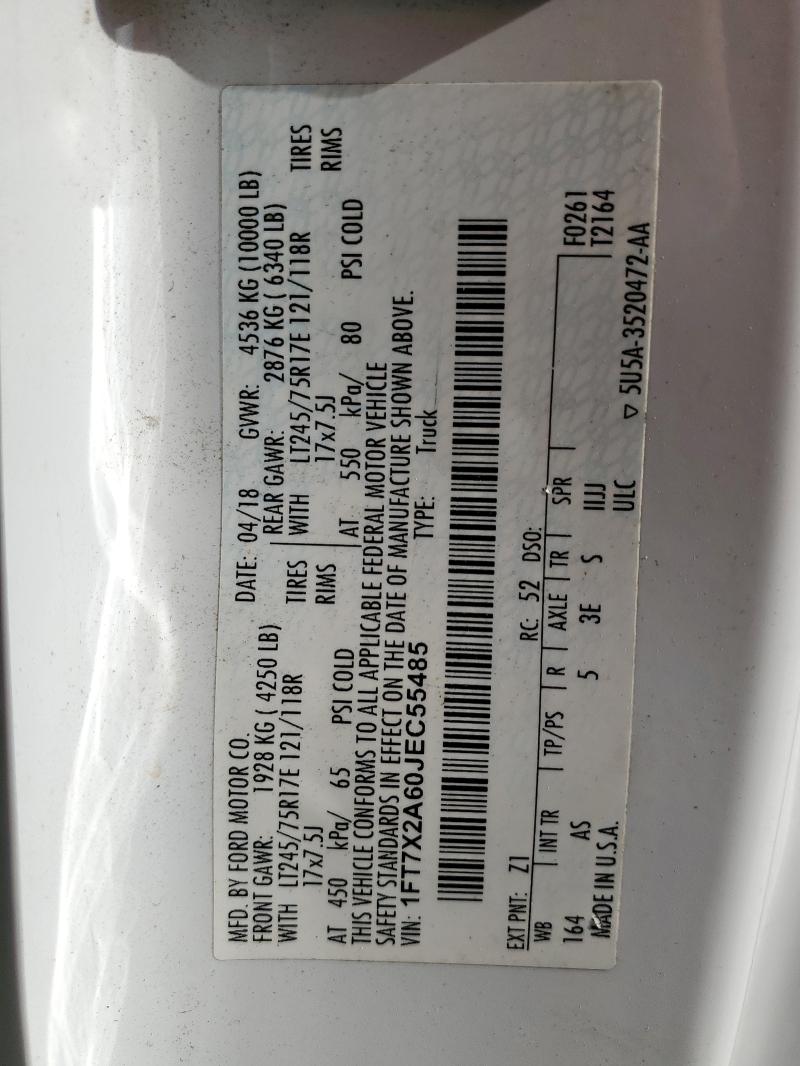 2018 FORD F250 SUPER DUTY - 1FT7X2A60JEC55485