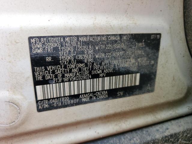 2019 TOYOTA RAV4 LE - 2T3F1RFV5KC029024