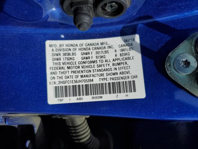 2018 HONDA CIVIC - 2HGFC1E56JH705394