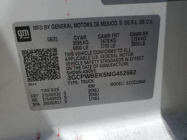 2021 CHEVROLET SILVERADO - 3GCPWBEK5MG452692