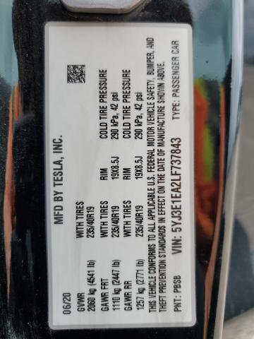 2020 TESLA MODEL 3 - 5YJ3E1EA2LF737843