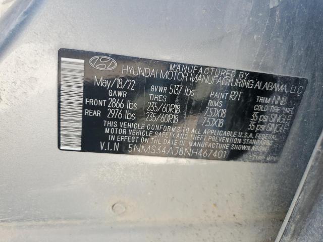 2022 HYUNDAI SANTA FE S - 5NMS34AJ8NH467401
