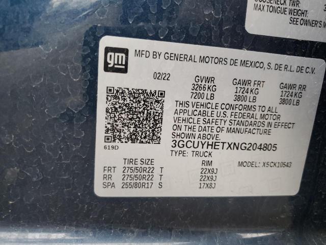 3GCUYHETXNG204805 2022 CHEVROLET ALL Models