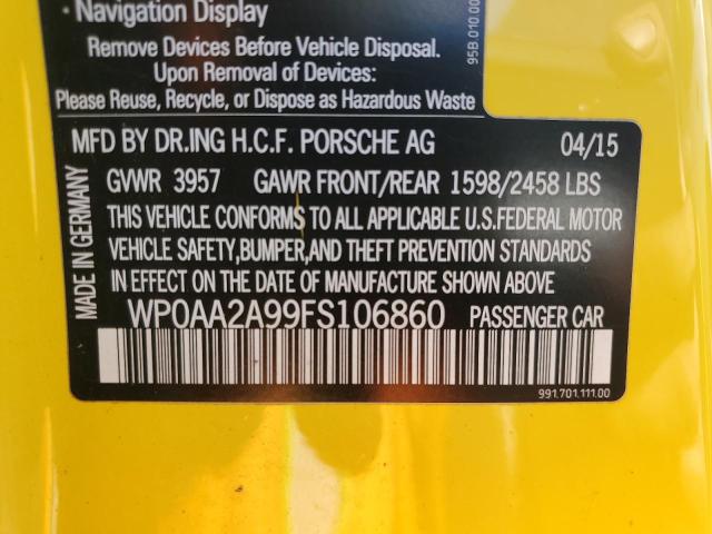 2015 PORSCHE 911 CARRER WP0AA2A99FS106860
