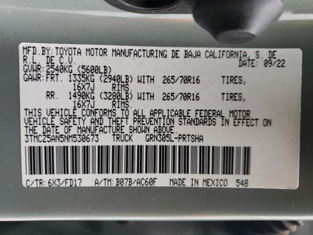 2022 TOYOTA TACOMA DOU - 3TMCZ5AN5NM530673