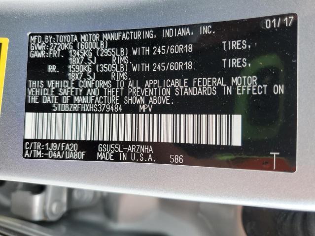 2017 TOYOTA HIGHLANDER - 5TDBZRFHXHS379484