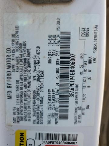 2016 FORD FUSION SE 3FA6P0T94GR406007
