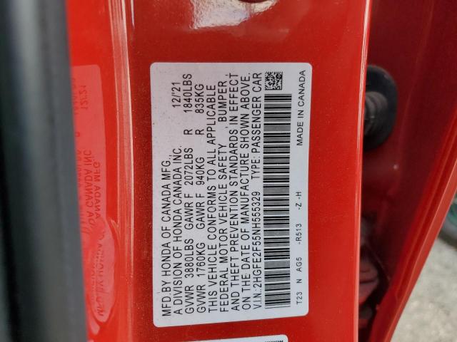 2022 HONDA CIVIC SPOR - 2HGFE2F55NH555329