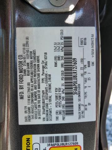 2020 FORD FUSION SE - 3FA6P0LU8LR127609