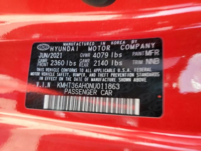 2022 HYUNDAI VELOSTER N KMHT36AH0NU011863