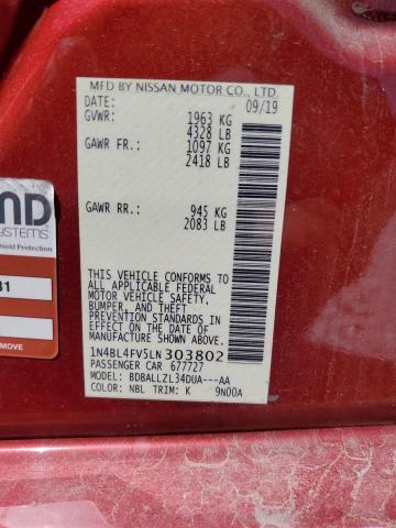 2020 NISSAN ALTIMA PLA 1N4BL4FV5LN303802