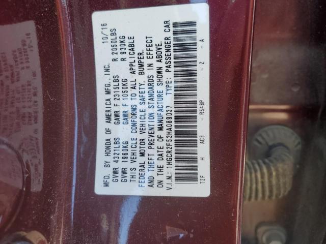 2017 HONDA ACCORD SPO - 1HGCR2F53HA089037