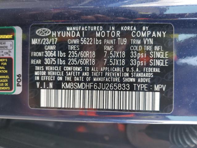 2018 HYUNDAI SANTA FE S KM8SMDHF6JU265833
