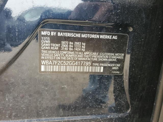 2016 BMW 750 XI WBA7F2C52GG417795