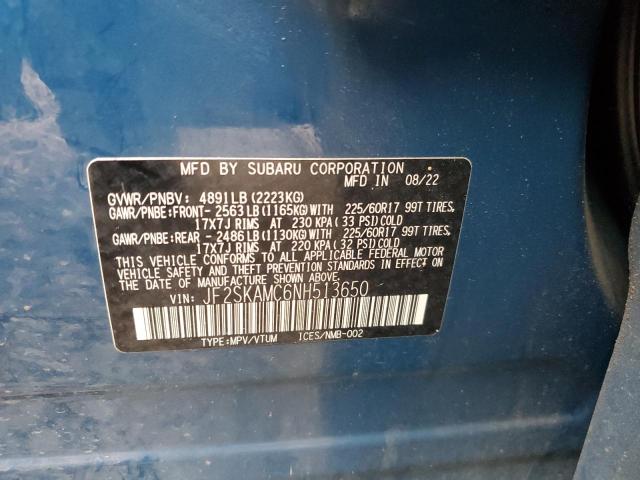 2022 SUBARU FORESTER W - JF2SKAMC6NH513650