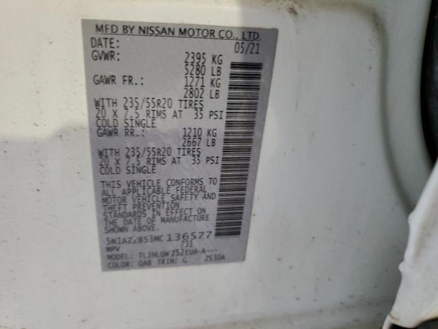 2021 NISSAN MURANO SV - 5N1AZ2BS3MC136577