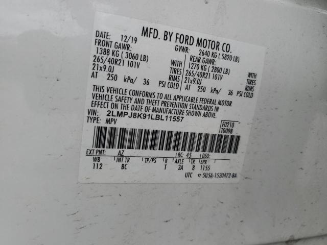 2020 LINCOLN NAUTILUS R 2LMPJ8K91LBL11557