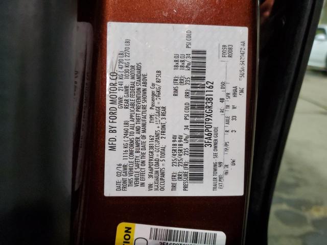 2016 FORD FUSION SE - 3FA6P0T9XGR381162