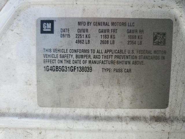 2016 BUICK LACROSSE - 1G4GB5G31GF138039