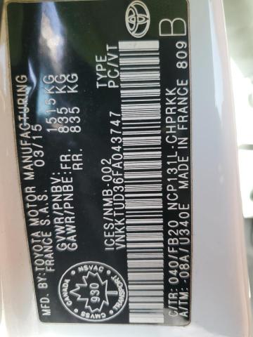 2015 TOYOTA YARIS - VNKKTUD36FA043747