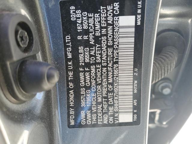 2019 HONDA CIVIC SPOR - SHHFK7H92KU216676