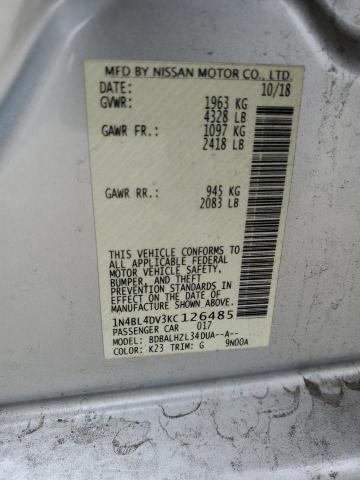 2019 NISSAN ALTIMA SV - 1N4BL4DV3KC126485