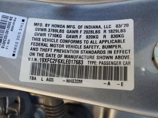 2020 HONDA CIVIC 19XFC2F6XLE017683
