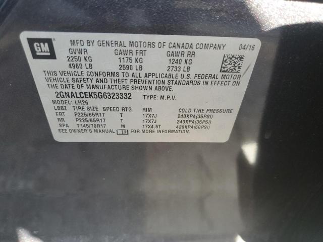 2016 CHEVROLET EQUINOX LT - 2GNALCEK5G6323332