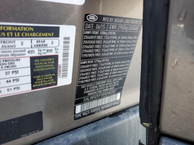2015 LAND ROVER RANGE ROVE - SALWR2VF5FA540397