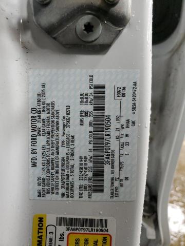 2020 FORD FUSION SE 3FA6P0T97LR190504