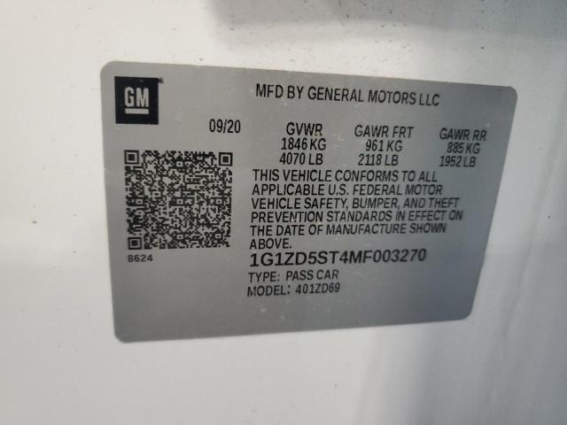 2021 CHEVROLET MALIBU LT - 1G1ZD5ST4MF003270