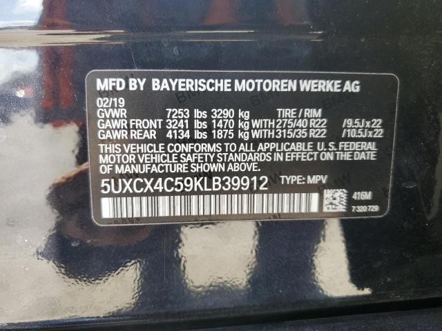 2019 BMW X7 XDRIVE5 5UXCX4C59KLB39912