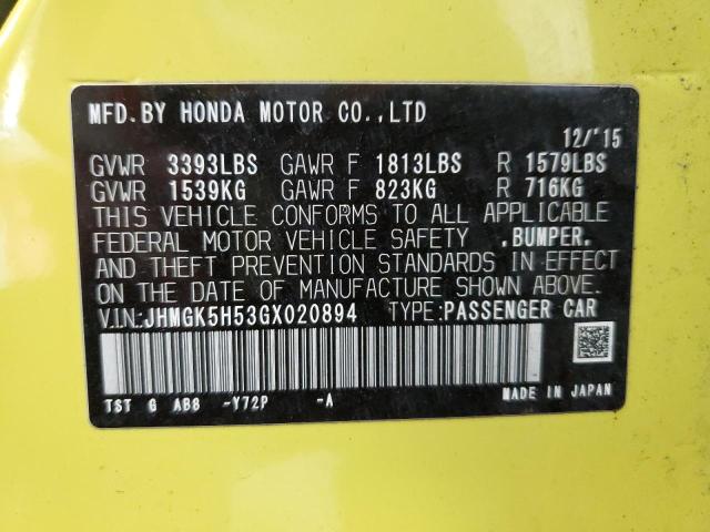 2016 HONDA FIT LX - JHMGK5H53GX020894