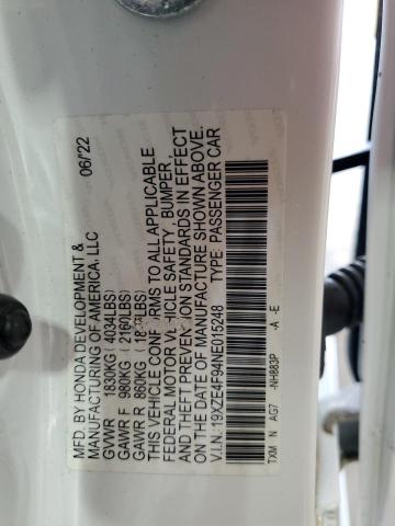 2022 HONDA INSIGHT TO 19XZE4F94NE015248