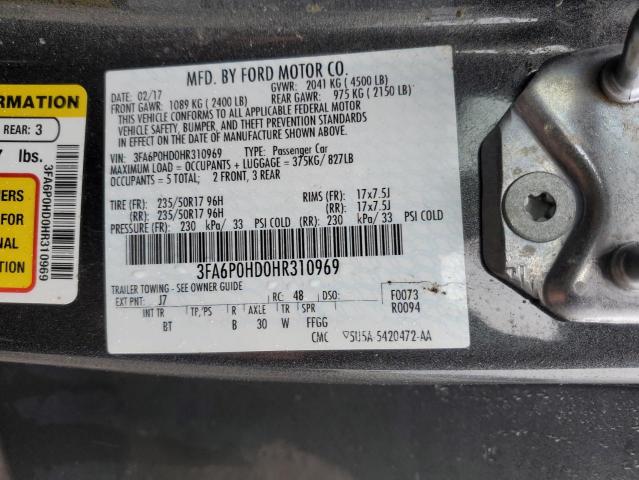 2017 FORD FUSION SE - 3FA6P0HD0HR310969