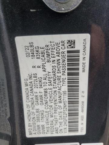 2022 HONDA CIVIC SPOR - 2HGFE2F52NH571195