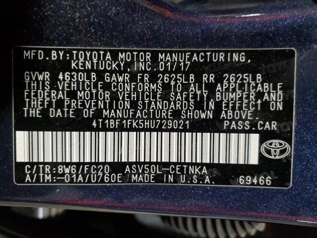 2017 TOYOTA CAMRY LE - 4T1BF1FK5HU729021