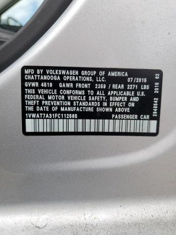 2015 VOLKSWAGEN PASSAT S - 1VWAT7A31FC112565