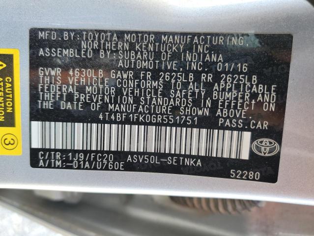 2016 TOYOTA CAMRY LE - 4T4BF1FK0GR551751