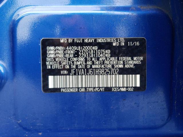 2017 SUBARU WRX LIMITE - JF1VA1J61H9825702