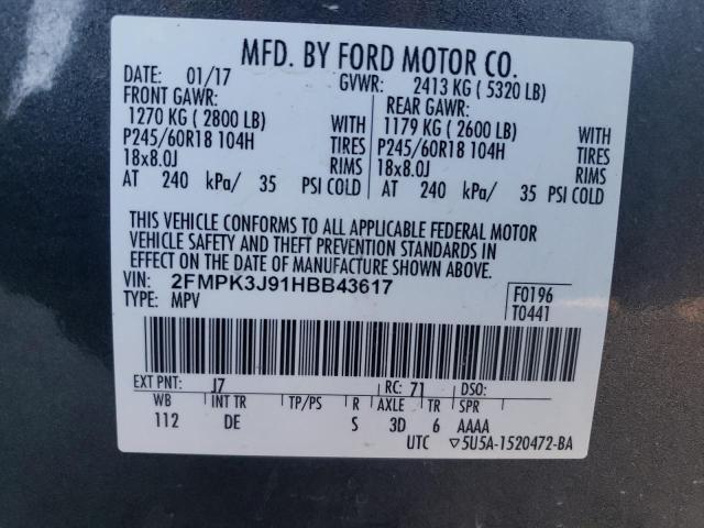 2017 FORD EDGE SEL - 2FMPK3J91HBB43617