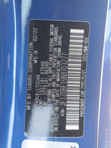 2022 SUBARU BRZ LIMITE JF1ZDBF19N8703277