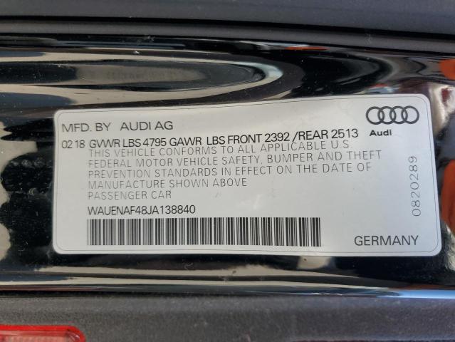 2018 AUDI A4 PREMIUM WAUENAF48JA138840