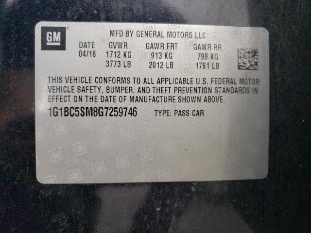 2016 CHEVROLET CRUZE LS - 1G1BC5SM8G7259746