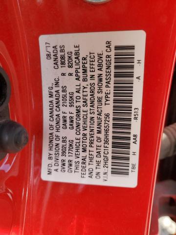 2017 HONDA CIVIC EX - 2HGFC1F36HH657256