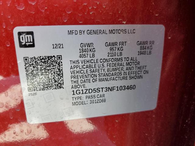 2022 CHEVROLET MALIBU LT - 1G1ZD5ST3NF103460