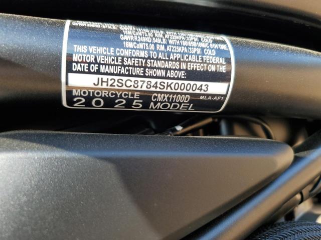 2025 HONDA CMX1100 D - JH2SC8784SK000043