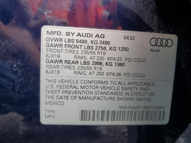 2022 AUDI Q5 PREMIUM - WA1GAAFY6N2100897