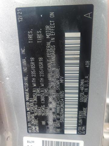 2022 TOYOTA HIGHLANDER 5TDGZRAH3NS541805